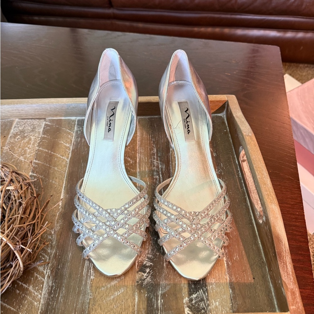 Nina Silver Strappy Heels